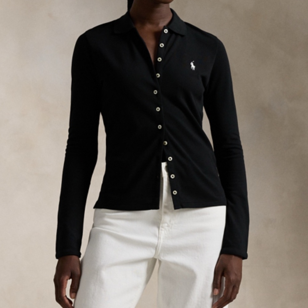 Buttoned-Placket Long-Sleeve
Polo Shirt